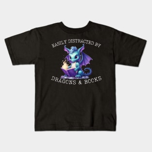 Easily Distracted By Dragons And Books Introvert Shirt Kids T-Shirt